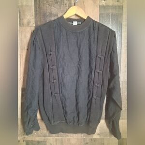 Umberto Gunocchietti Made In Itaaly Black Sweater Size 52 Linen Cotton